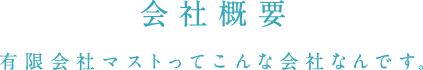 会社概要　有限会社マストってこんな会社なんです。